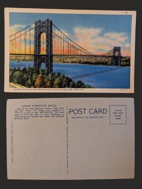 10/$25 Vintage Blank George Washington Bridge New York City Postcard